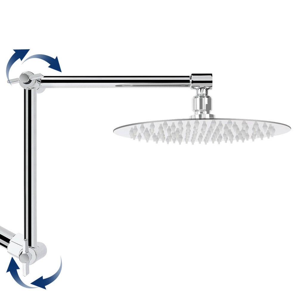 Adjustable Shower Arm Chrome 16 Inch, Solid Brass Extension With Adjustable Height And Angle 9044945405200