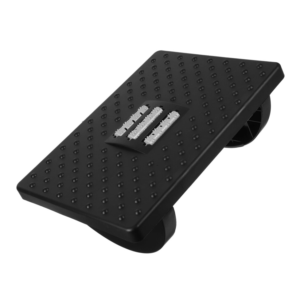 Black Adjustable Foot Rest Under Desk And Toilet Squat Stool With Nonslip Durable Plastic Design