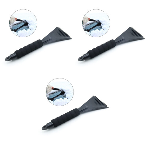 3Pcs Black Ice for Car Snow Removal Sturdy ABS Plastic Handle 2