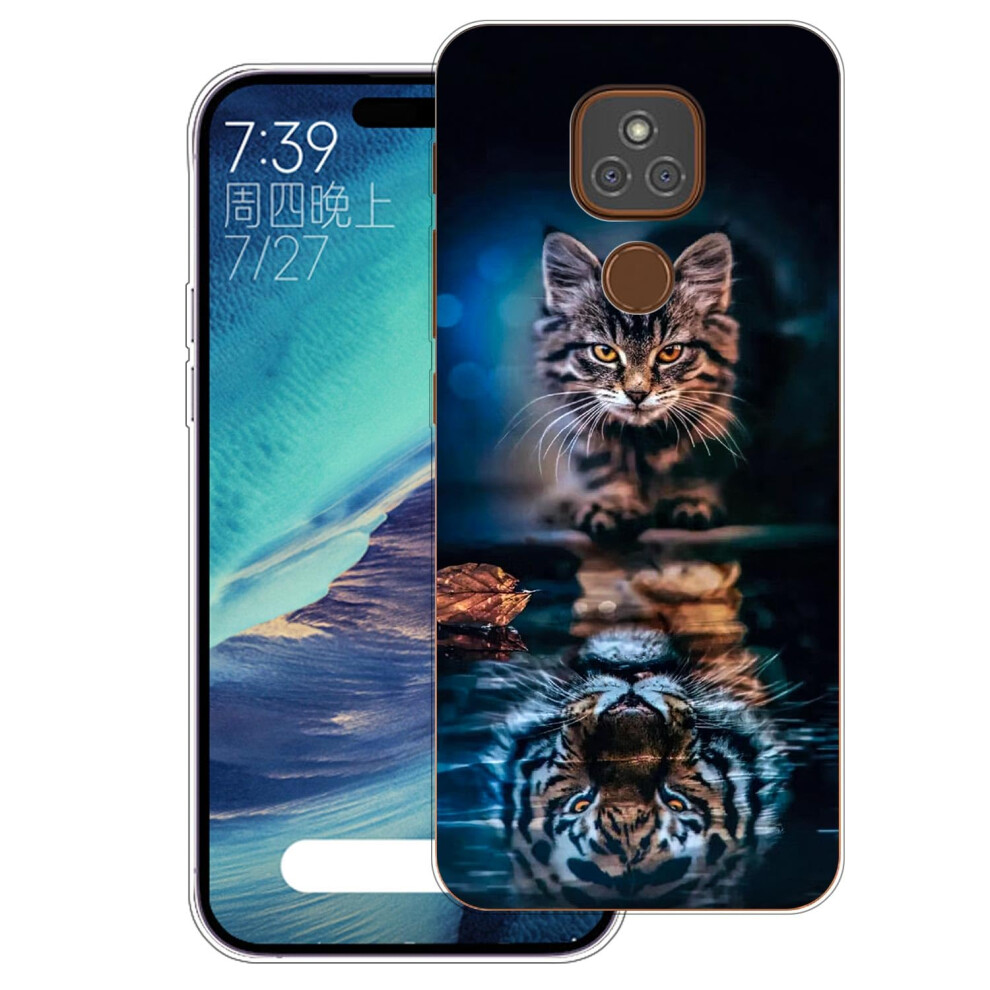Clear Tpu Case Shockproof Cover With Raised Edge Cat Tiger Design For Motorola Moto E7 Plus 9053599149965