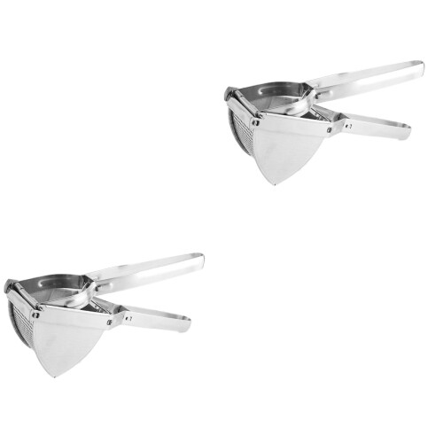 2Pcs Stainless Steel Potato Ricer Fruit Masher Squeezer Silver 2