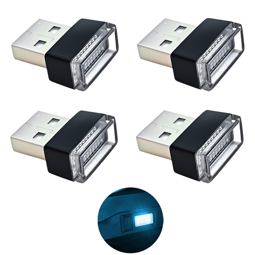 4Pcs Car Interior Led Usb Plug And Play Ice Ambient Ing For Romantic Atmosphere Light/Blue 9455672822718