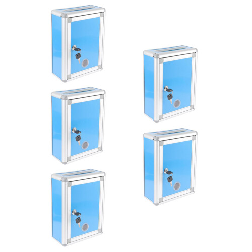 5Pcs Blue Wall Mount Post Box Reusable Letter Storage with Lock 2
