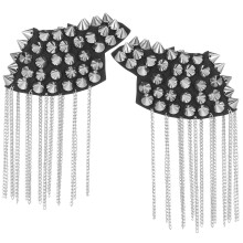 3Pairs Silver Decorative Shoulder Boards with Tassel and Rivet Detail