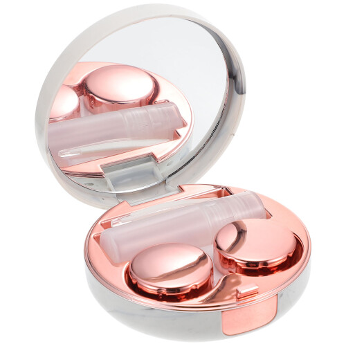 2Sets White Plastic Contact-Lens Storage Box Portable Decorative Case