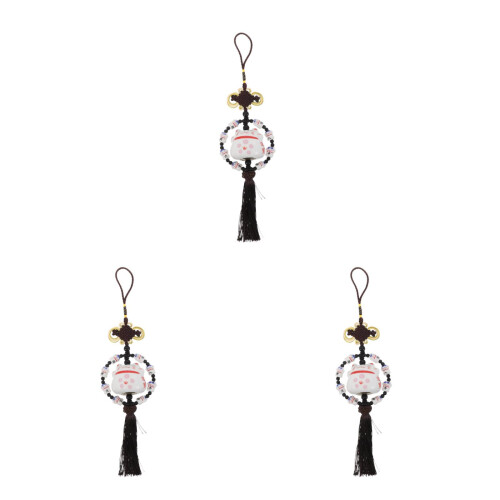 3Pcs Compact Ceramic Lucky Cat Car Hanging Accessories Multi Color 1
