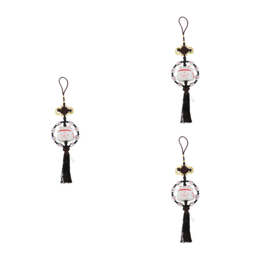 3Pcs Compact Ceramic Lucky Cat Car Hanging Accessories Multi Color 2