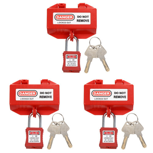 3Sets Rood Plastic Stopcontact Lockbox Voor Industriële Veiligheid 2