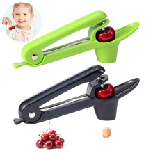 2 Pack Stainless Steel Cherry and Olive Pitter with Safety Lock, Fast Pit Removal, Ergonomic Grip