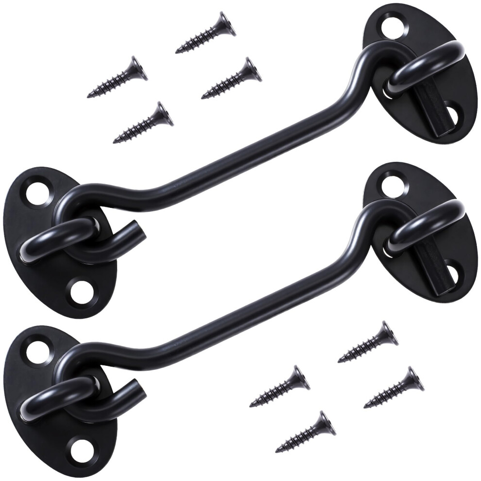Gate Latch And Barn Door Latch, Rustresistant Black Hook And Eye Lock With Screws For Fence, Cabinet, Window 9044945405446
