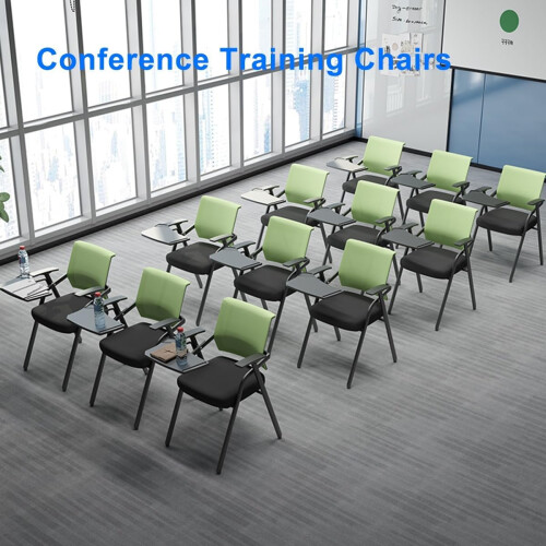 Mesh Office Chair with Desk Attachment, Folding Design, Lumbar Support, Stackable Conference Chair 1