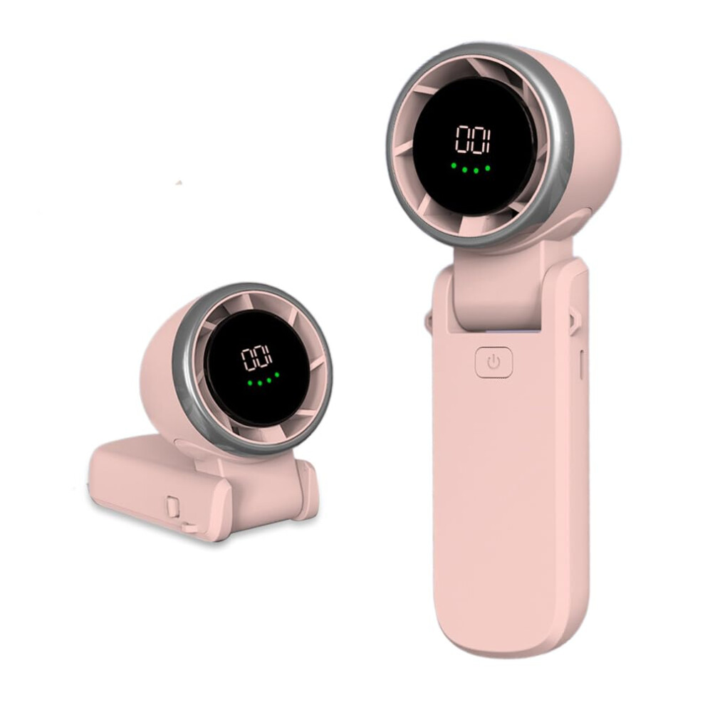Portable Handheld Fan With 5Speed Turbo Cooling, Foldable Neck And Desk Design, 4000Mah Usbc Rechargeable Mini Fan For Travel Outdoor (Pinkb) 9174973487326