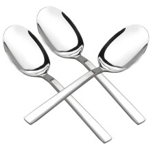Set of 6 Large Stainless Steel Serving Spoons 9.5 Inch Mirror Polished for Banquet and Kitchen Use