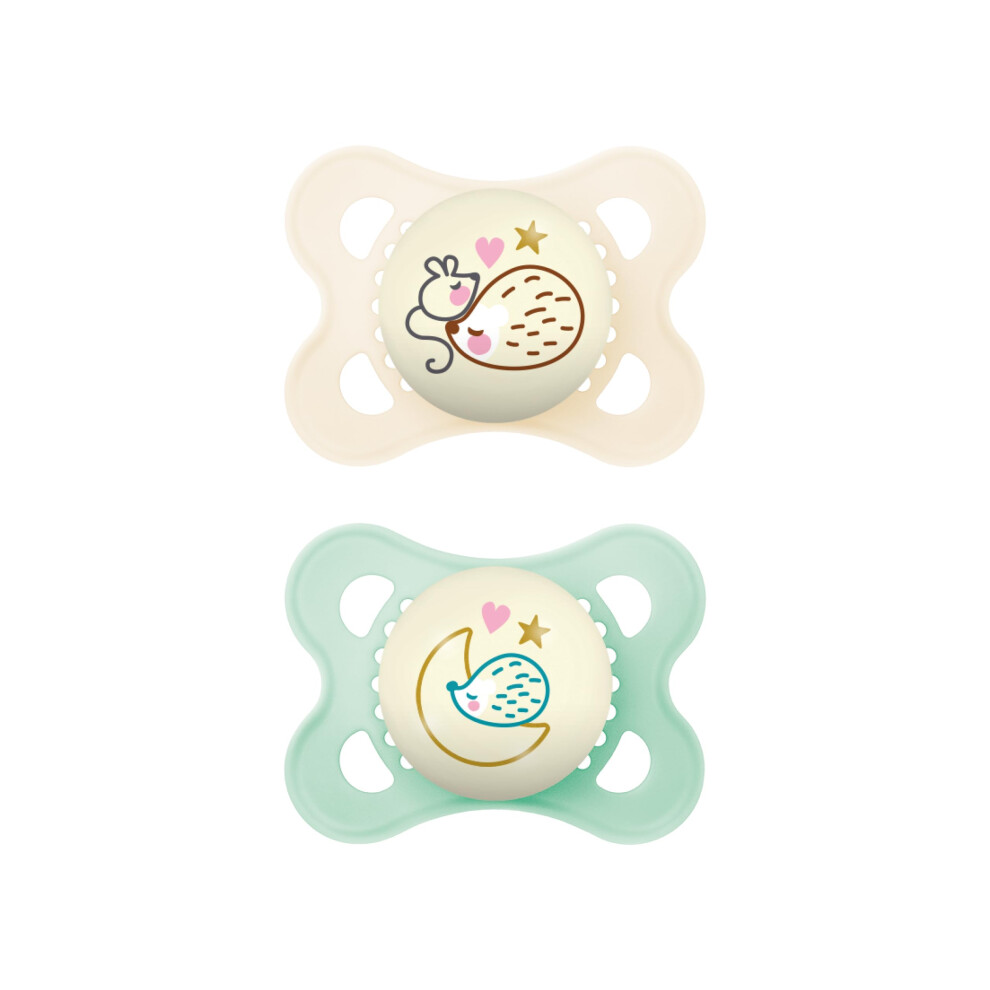 New Mam Night Glow In The Silicone Pacifier, /, 0-6 Months, 2-Count Dark/Green/White 1194-012-0-1