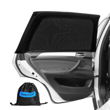 PEMOTech Car Window Shades for Baby 2 Pack - Stretchable & Breathable Spandex Car Sun Shade for Baby - UV Sun & Mosquito Protection for