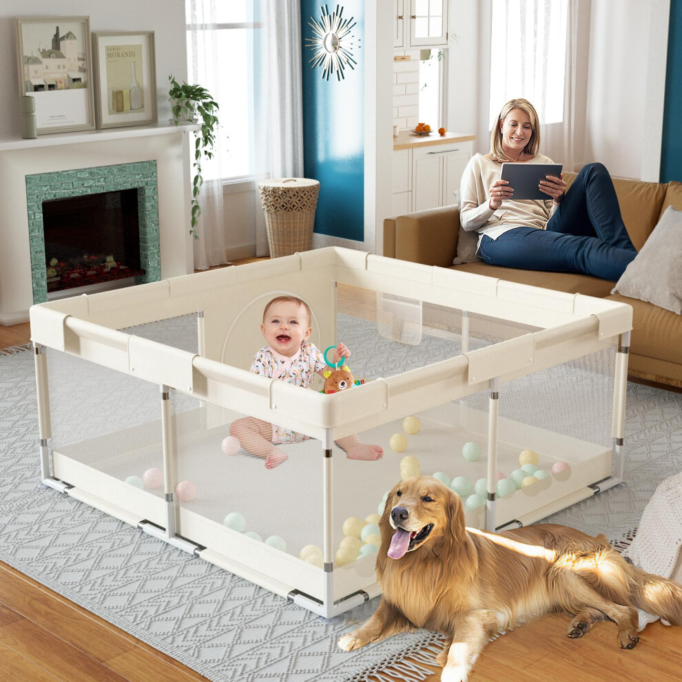 Ugozee Baby Playpen For Babies And Toddlers, 47X47inch Small Play Pen For Indoors, Toddler Playpen For Apartment, Play Yard, Baby Activity Play Fence,