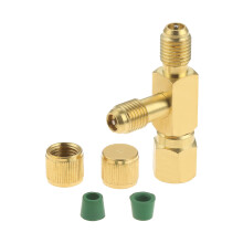 HVAC Refrigeration Access Tee 1/4 Inch Brass Swivel Connector Valve Core Adapter LeakProof Seal