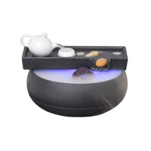 Indoor Tabletop Water Fountain with Calming Waterfall Sound, Handmade Ceramic Feng Shui Decor