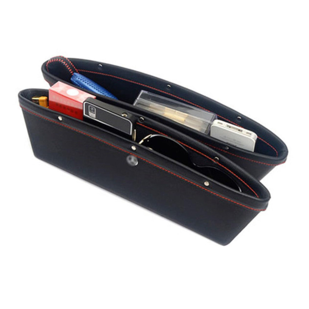 Car Seat Gap Filler Organizer With Synthetic Leather, Prevent Item Drop, Universal Fit, Black 9070919967825
