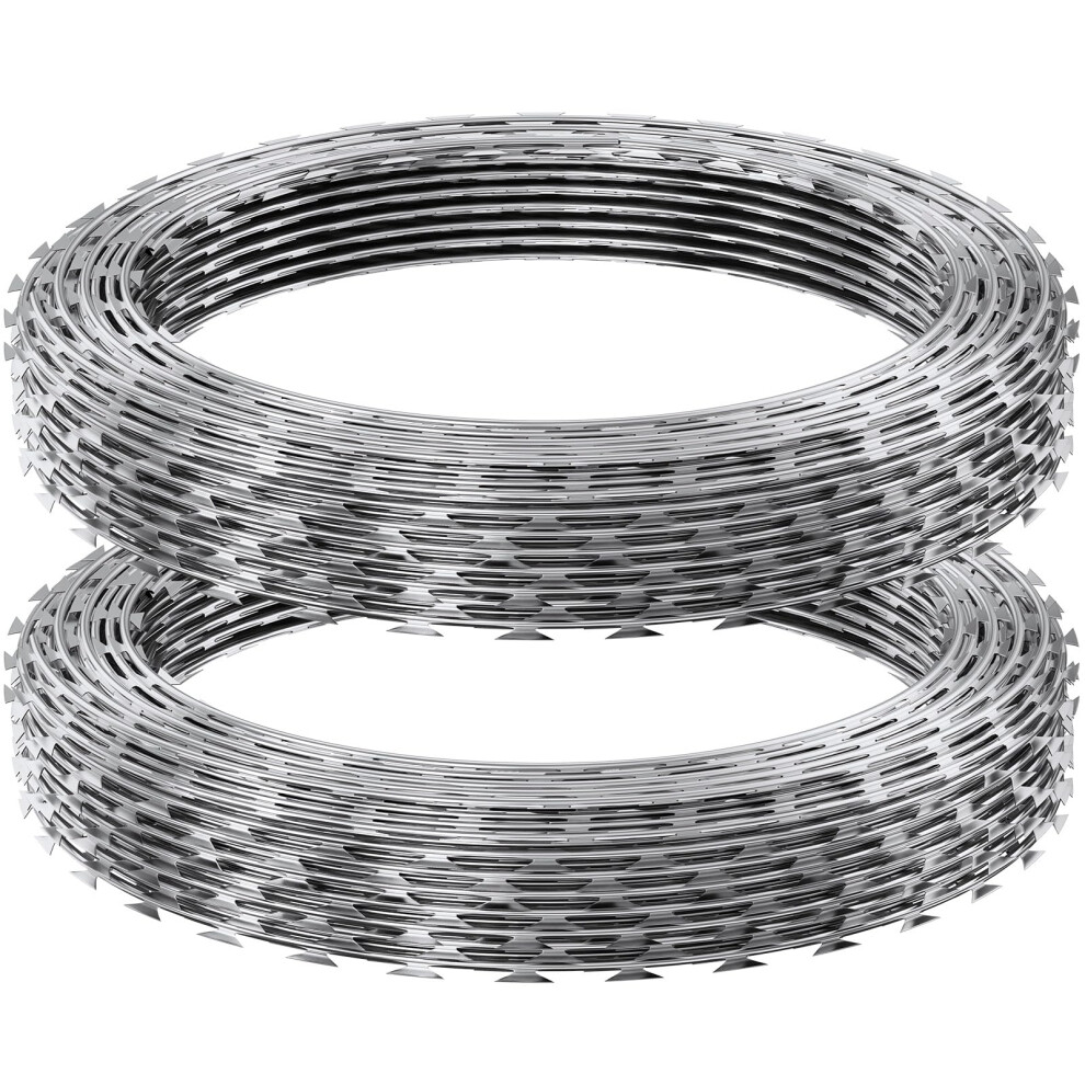Galvanized Razor Wire 98Ft With Sharp Spiral Blade For Security Fencing And Perimeter Protection 9113335719576