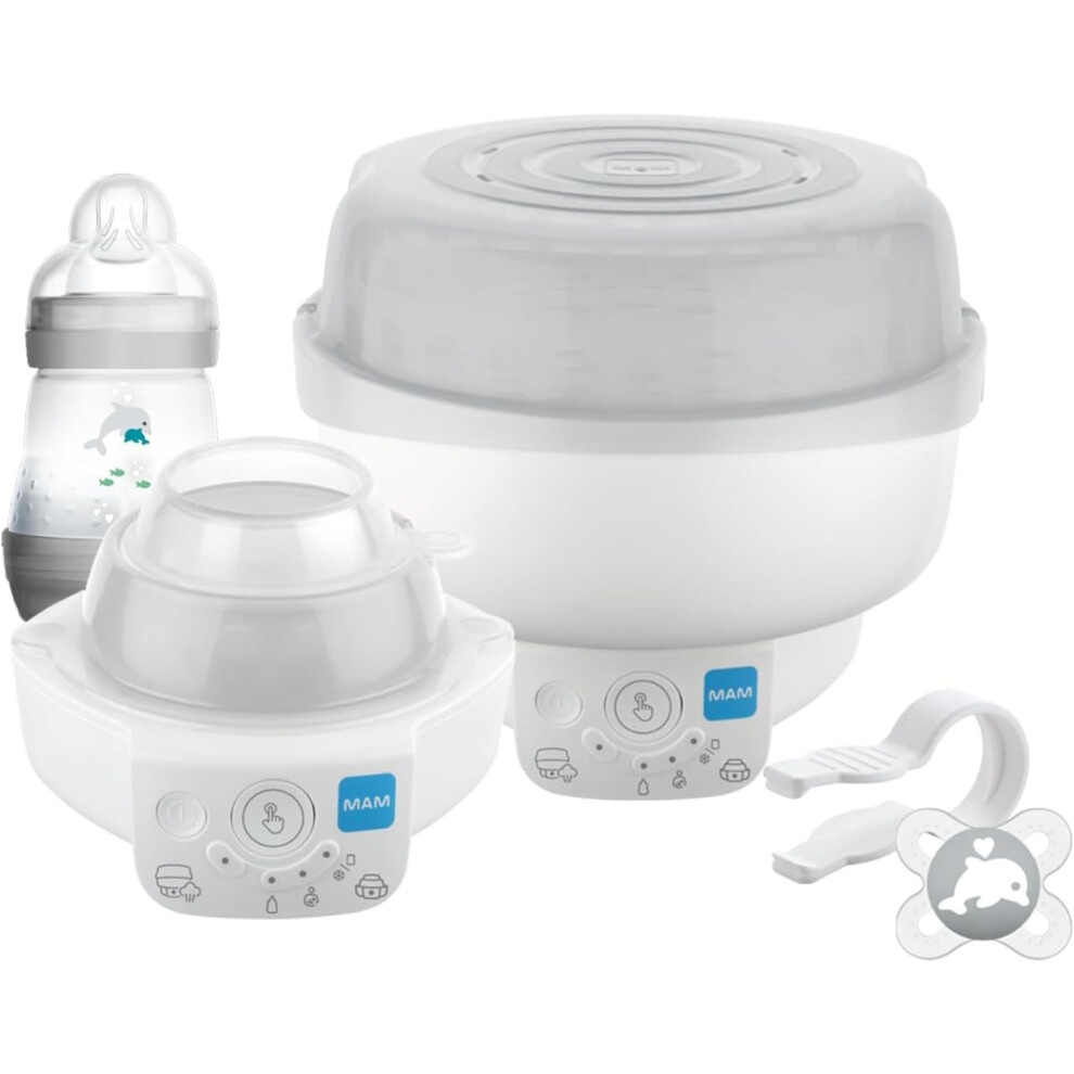New Mam Electric Baby Bottle Steriliser & Express Bottle Warmer; With 6 Functions ? Includes 1X 160 Ml Easy Start Anti-Colic Bottle & 1X 0-2 Months Ste0202