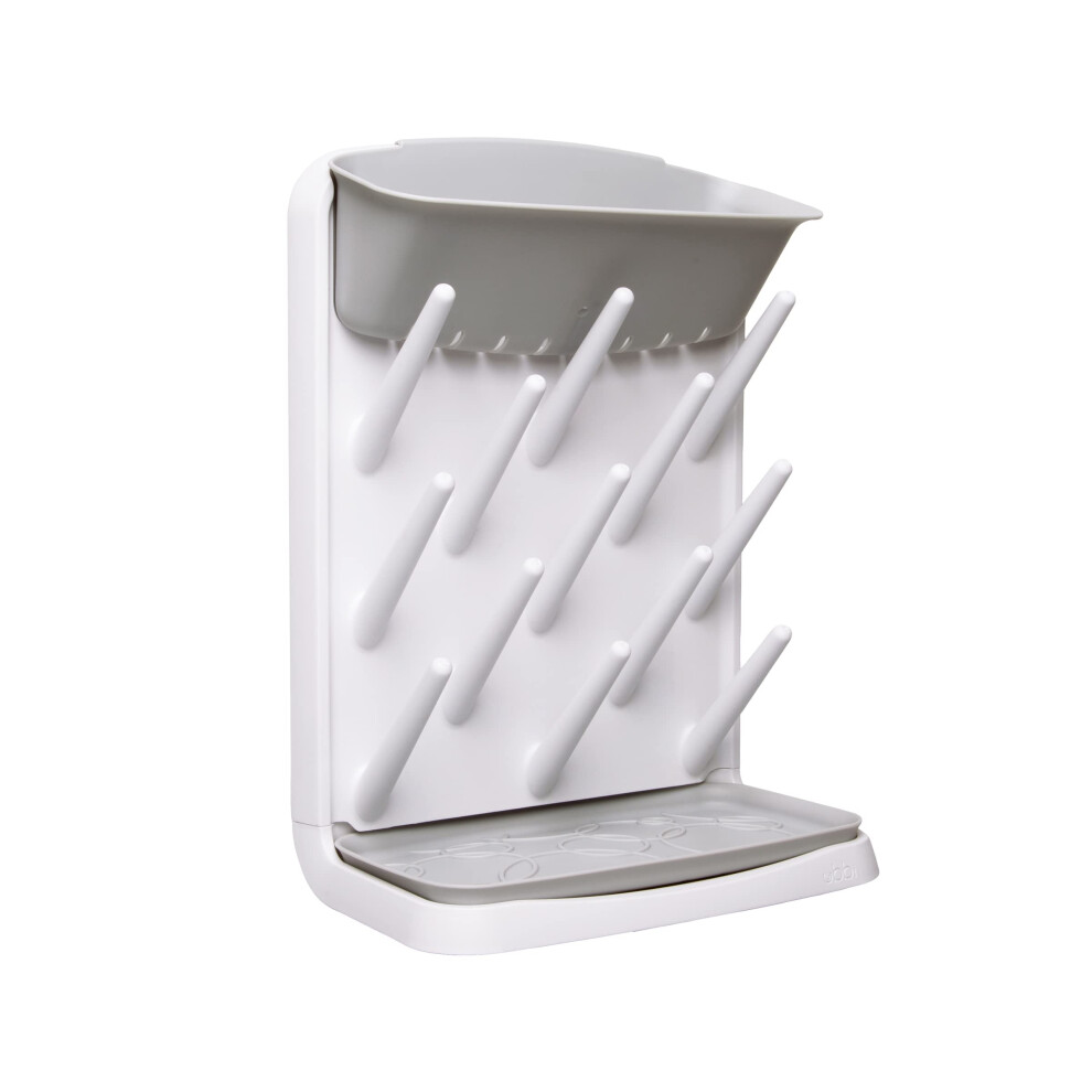 Ubbi Grey Vertical Baby Bottle Drying Rack, Space Saving Countertop Standing Dish Holder, Feeding Accessory, Large