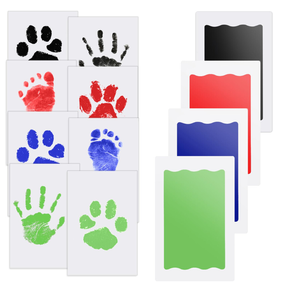 Nabance Inkless Hand & Footprint Kit, 4 Baby Inkless Print Pads, 8 Imprint Cards, Dog Paw Print Kit, Baby Imprint Kits Safe Non-Toxic, Pet Paw Stamp