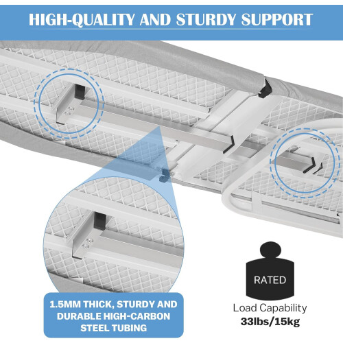 Wall Mounted Folding Ironing Board Adjustable Height with HeatResistant Cover for Small Spaces 2