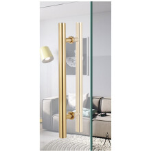 Barn Door Handle, Weatherproof Stainless Steel, Brushed Gold Glass Shower Door Pull, 80cm/60cm