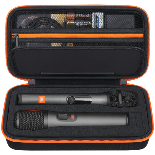 Microphone Case for JBL Wireless Two Mic System, Shockproof Hard Shell with Receiver Storage