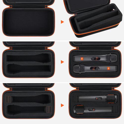 Microphone Case for JBL Wireless Two Mic System, Shockproof Hard Shell with Receiver Storage 1