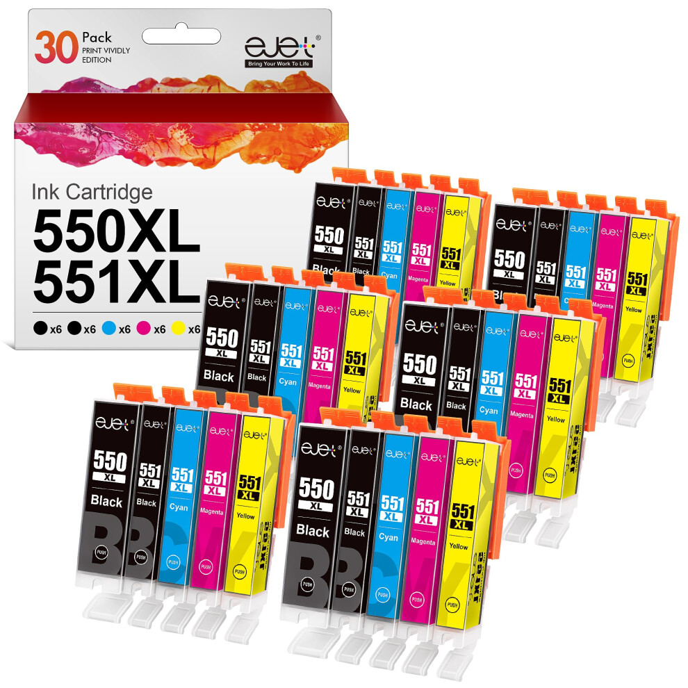 Ejet 550XL Replacement For Canon Pgi-550 Cli-551 Ink Cartridges Compatible For Pixma Ip7250 Mg5650 Mx925 Ix6850 Mg5550 Mg5450 Mg6650 Mx920 Mg5400