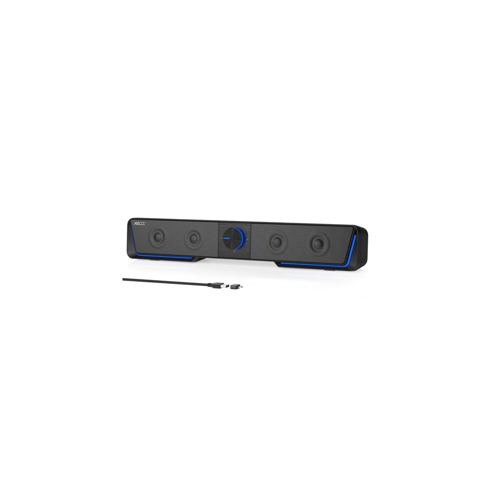 Jeecoo A40 Pc Speakers, Computer Speakers For Desktop Monitor,Usb Speaker Stereo Sound With Vibrating Diaphragms, Touch-Control Flowing Led, With A