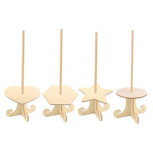 4pcs Wooden Donut Display Stand with Stable Base, Reusable Dessert Holder for Weddings and Parties