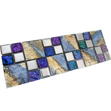 Chrome Glass Mosaic Tile 3x12 Sample with Iridescent Metallic Shine for Kitchen Backsplash or Bathroom Wall