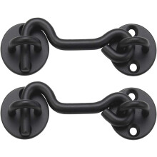 4' Black Barn Door Latch HeavyDuty Hook and Eye Lock for Privacy and Outdoor Gate Use (2)