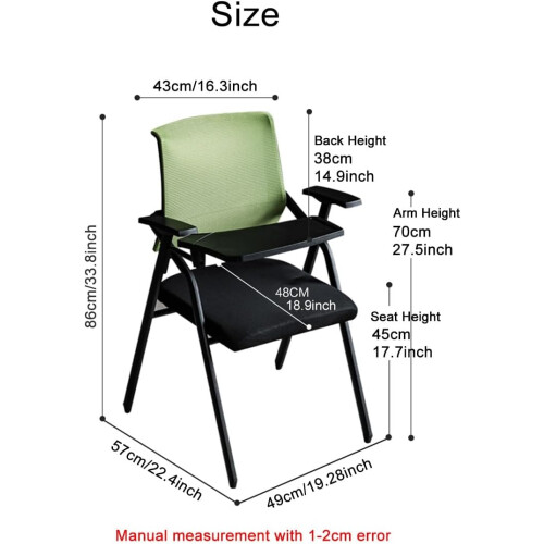 Office Chair with Lumbar Support, Foldable Stackable Design, FlipUp Arms, Durable Metal Frame, Grey 1
