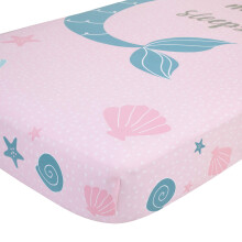 NoJo Sugar Reef Mermaid Photo Op 100% Cotton Fitted Crib Sheet, A Little Mermaid Sleeps Here, Aqua/Pink