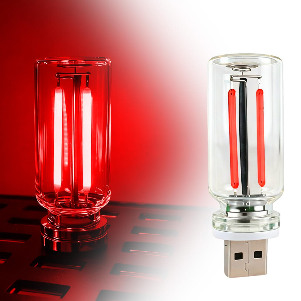 Usb Car Interior With Touch Control Dimming, Vintage Glass Ambient Led Lamp, Light/Red 9070919969041