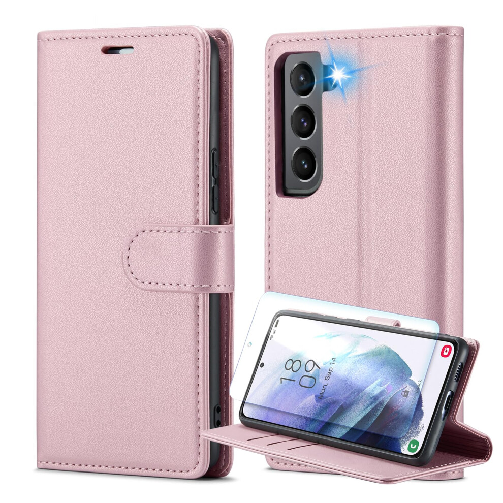 For Samsung Galaxy S24 Case And Screen Protectors With Rfid Blocking Credit Card Holder, Pu Leather Folio Flip Kickstand Protective Shockproof Women 600518034803