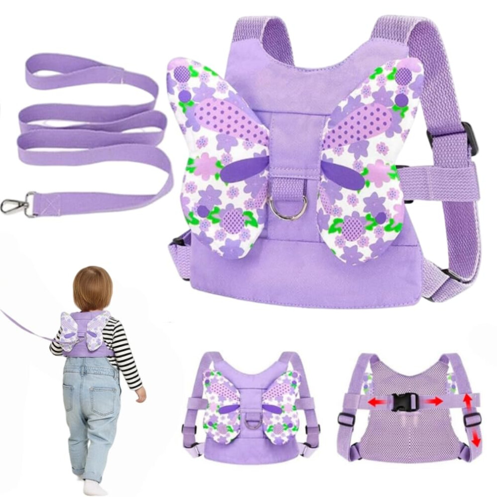Baby Walking Harness Toddler Reins, Anti-Fall & Anti-Lost Children's Reins With Detachable Safety Rein & Sparkle Butterfly Wings, Baby Reins Eywilywi