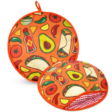 Set of 2 12 Inch Tortilla Warmer Pouches, Microwave Safe, Keeps Warm 1 Hour, Mexican Avocado Pattern