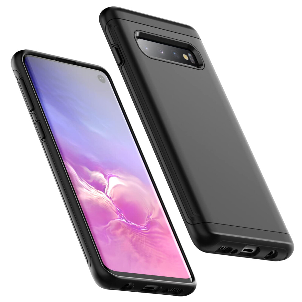 Jetech Heavy Shockproof Case For Samsung Galaxy S10, Dual Layer Rugged Protective Phone Cover With Shock-Absorption (Black) Black 815000027328