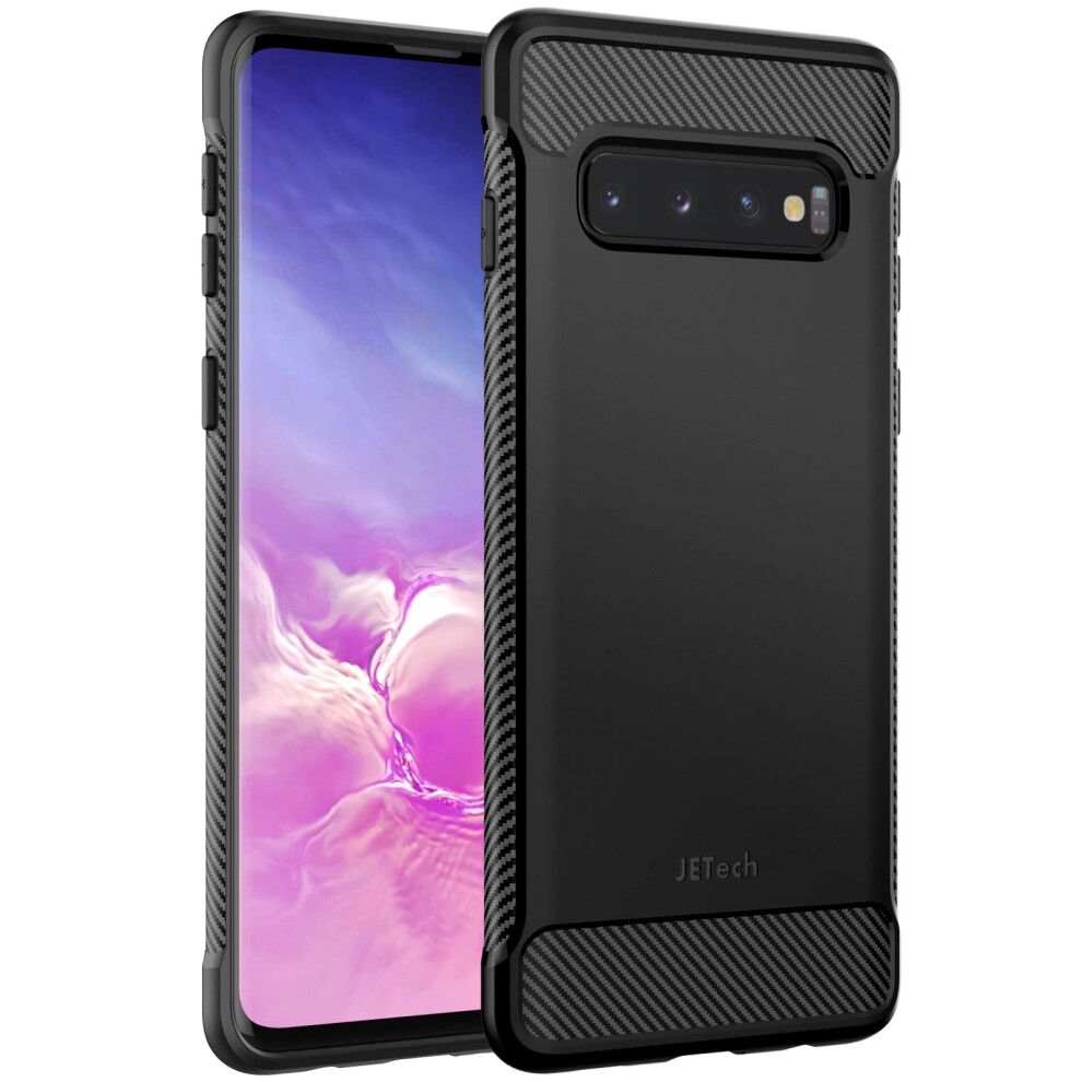 Jetech Slim Fit Case For Samsung Galaxy S10, Thin Phone Cover With Shock-Absorption And Carbon Fiber Design (Black) Black 815000025829