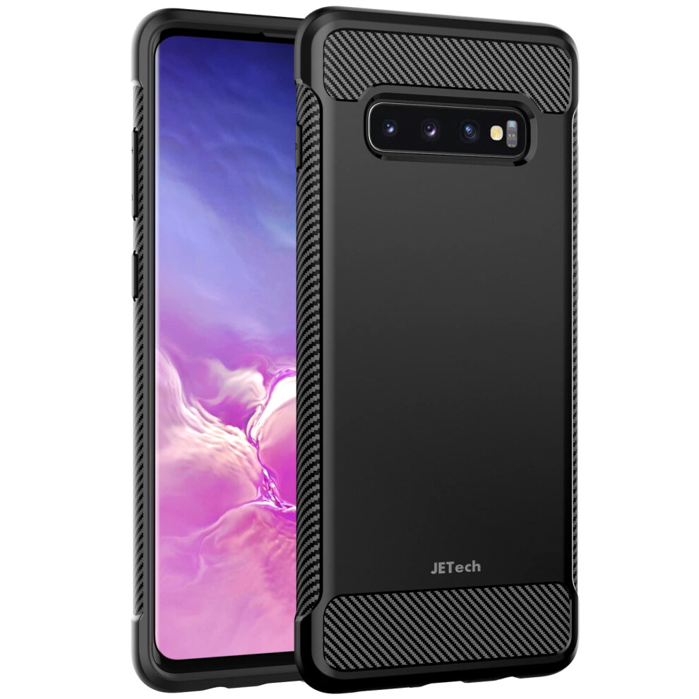 Jetech Slim Fit Case Compatible With Samsung Galaxy S10 Plus S10+, Thin Phone Cover With Shock-Absorption And Carbon Fiber Design, Black 815000025799