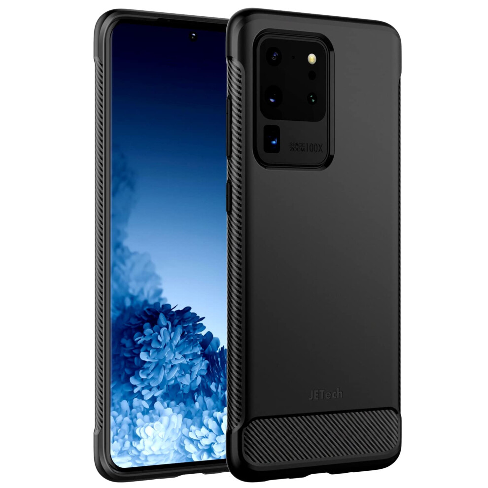 Jetech Slim Fit Case Compatible With Samsung Galaxy S20 Ultra 5G (2020), Thin Phone Cover With Shock-Absorption And Carbon Fiber Design (Black) Black 815000027526