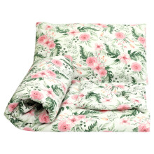 OLO Olobaby Reversible Cot Duvet/Quilt Cover and Pillowcase Set 2 pcs 100% COTTON (Roses, 150 x 120 cm)