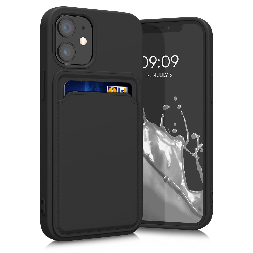 Kwmobile Case Compatible With Apple Iphone 12 Mini Case - Tpu Phone Cover With Credit Card Holder - Black 4063004292594