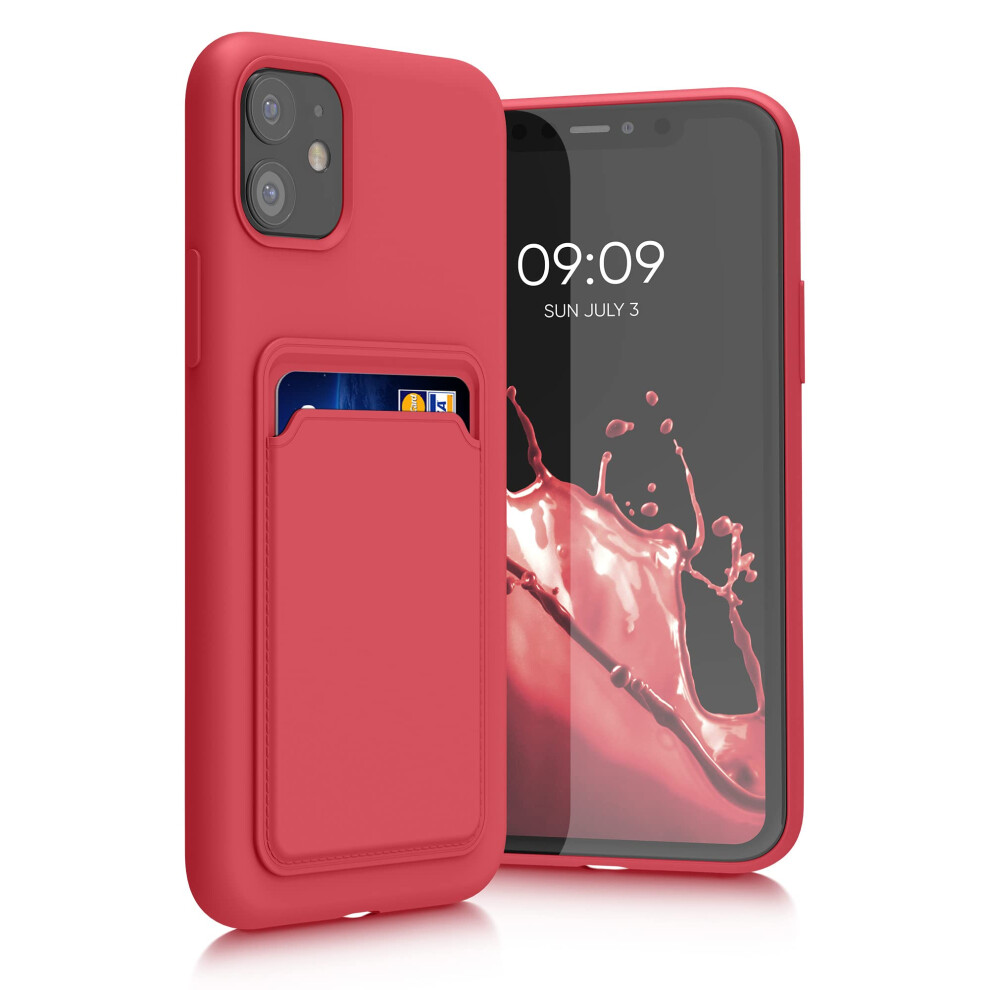Kwmobile Case Compatible With Apple Iphone 11 Case - Tpu Phone Cover With Credit Card Holder - Red 4063004417621