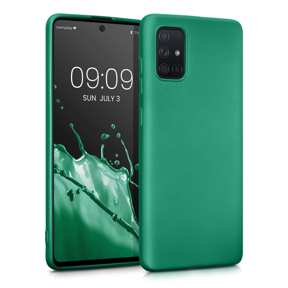 Kwmobile Case Compatible With Samsung Galaxy A71 Case - Soft Slim Metallic Tpu Silicone Cover - Dark Metallic Green 4063004417812